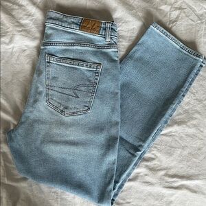 AE Stretch High Rise Jeans Straight Leg Size 8